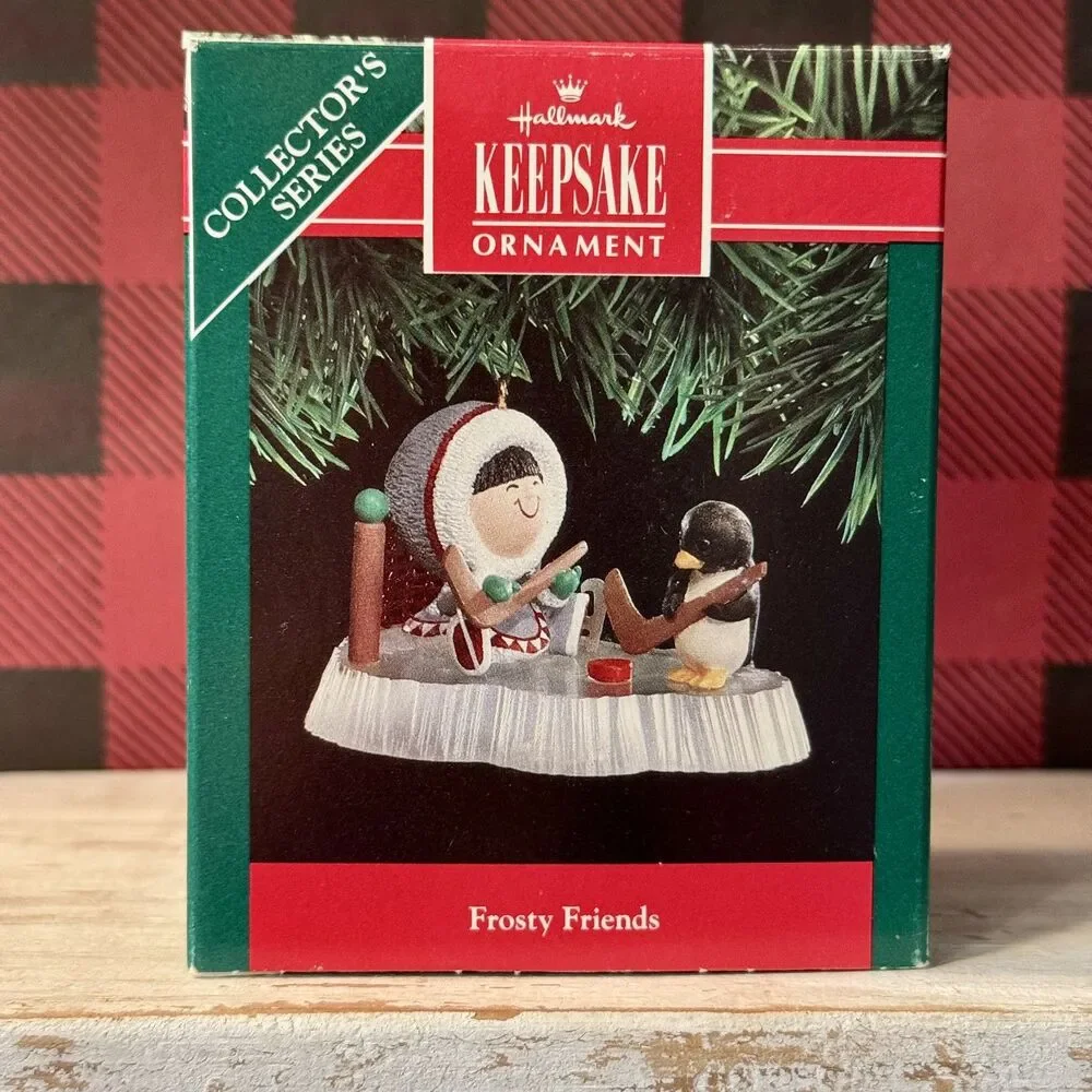 1991 Hallmark Frosty Friends #12 Christmas Keepsake Ornament | Eskimo Ice Hockey